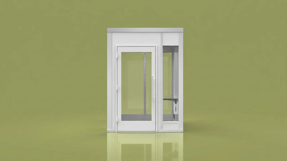 6' × 6' Conversation Suite — Sky White Composite / White Melamine / Front & Back Windows
